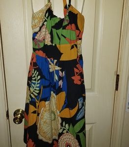 BOHO Bright halter summer dress against black